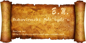 Bukovinszki Mátyás névjegykártya