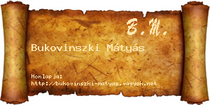 Bukovinszki Mátyás névjegykártya